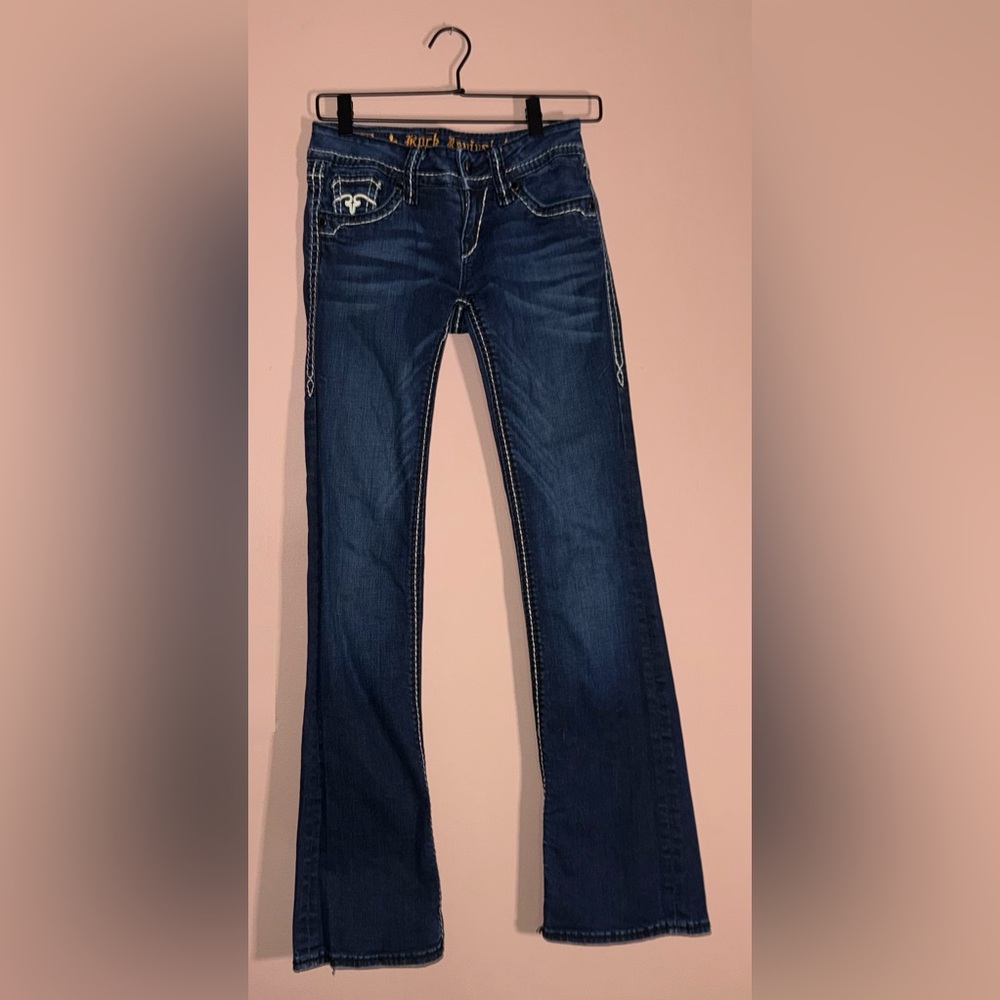 ROCK REVIVAL Eugenia Boot Cut Jeans in Dark Blue Wash Size 26
